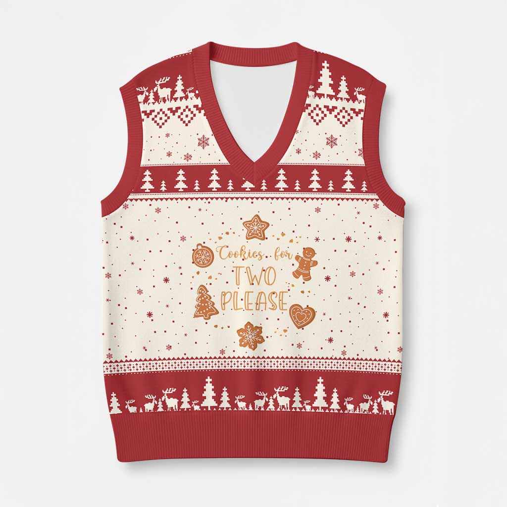 Xmas Pregnant V-Neck Knit Sweater Vest Cookies For Two Please Pregnancy Announcement TS10 Beige Red Print Your Wear