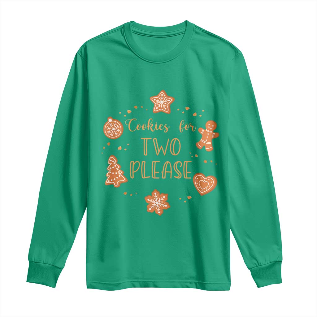 Christmas Pregnant Long Sleeve Shirt Cookies For Two Please Pregnancy Announcement TS10 Irish Green Print Your Wear