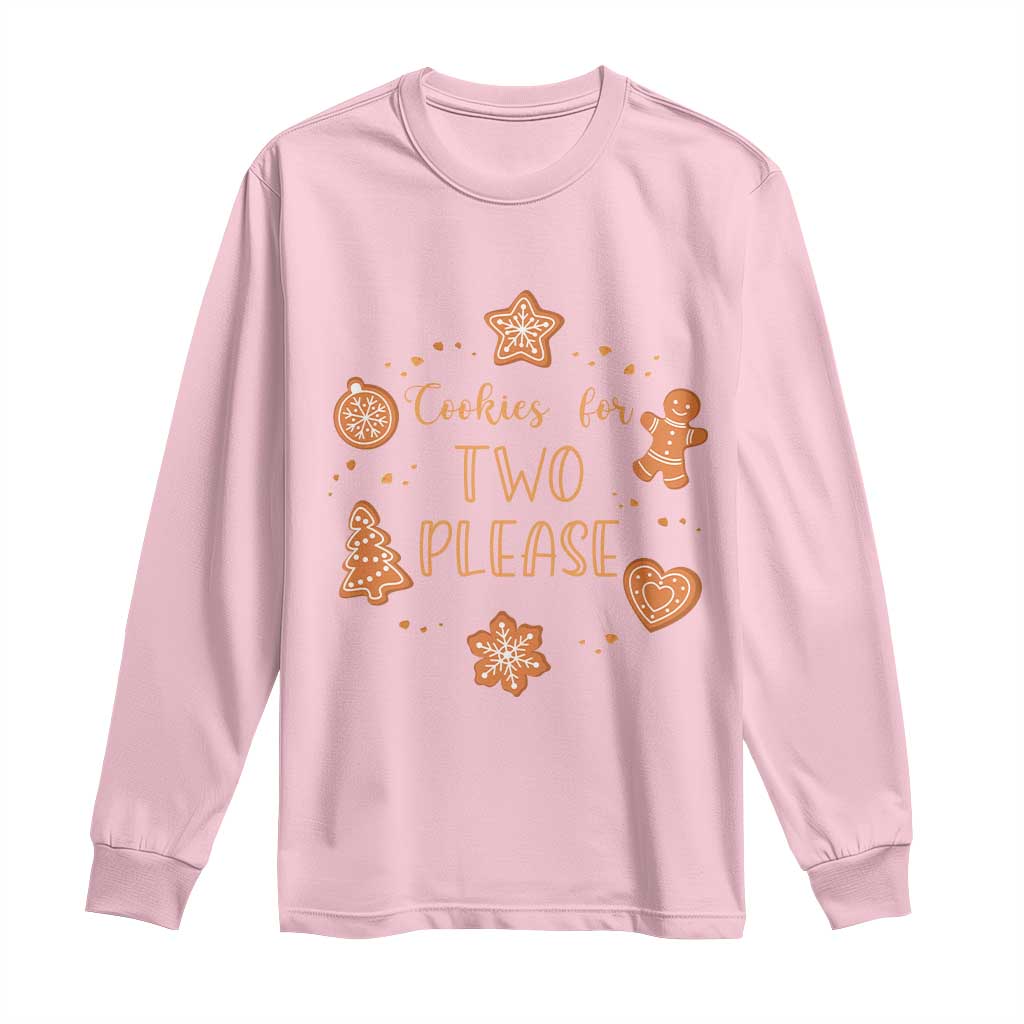 Christmas Pregnant Long Sleeve Shirt Cookies For Two Please Pregnancy Announcement TS10 Light Pink Print Your Wear