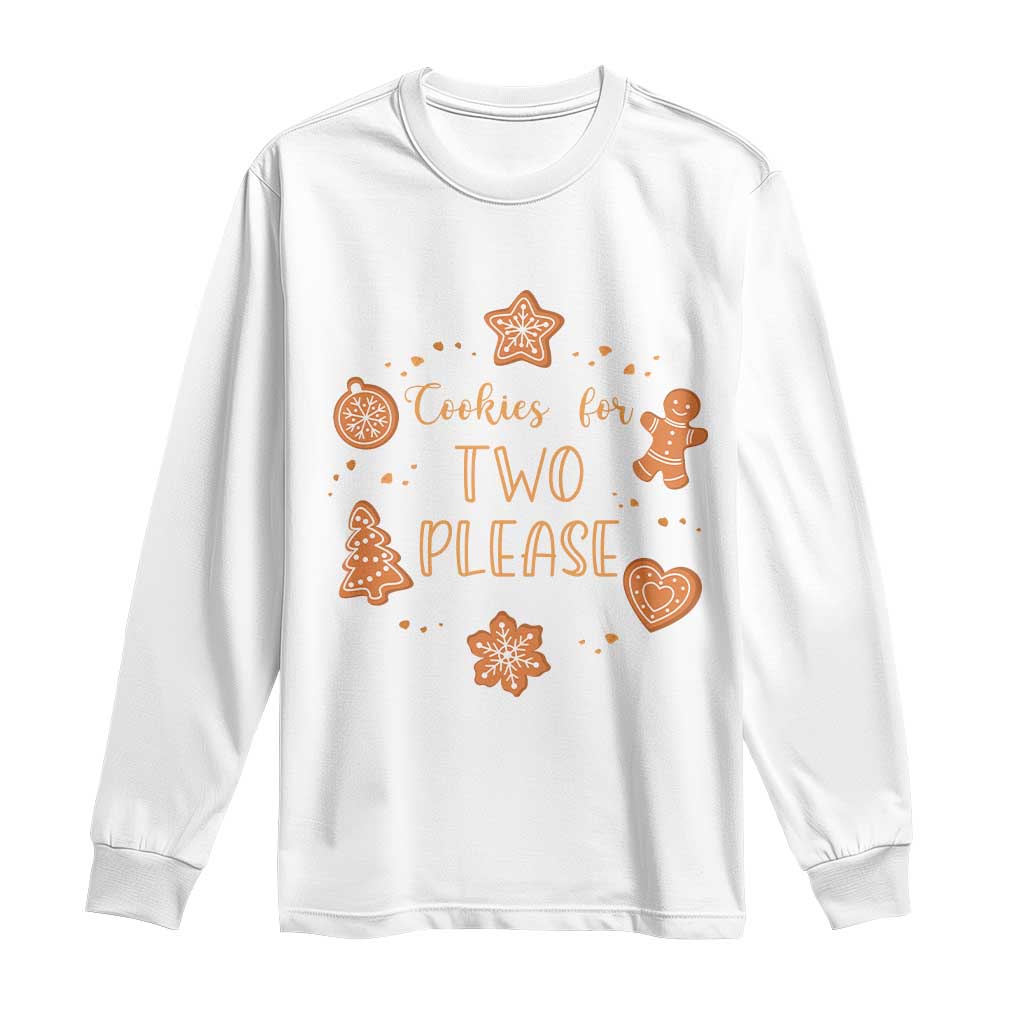 Christmas Pregnant Long Sleeve Shirt Cookies For Two Please Pregnancy Announcement TS10 White Print Your Wear
