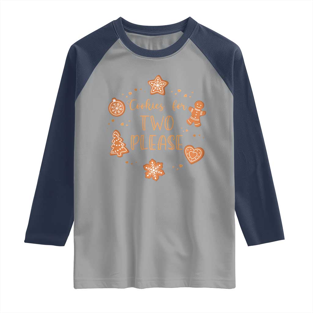 Christmas Pregnant Raglan Shirt Cookies For Two Please Pregnancy Announcement TS10 Sport Gray Navy Print Your Wear