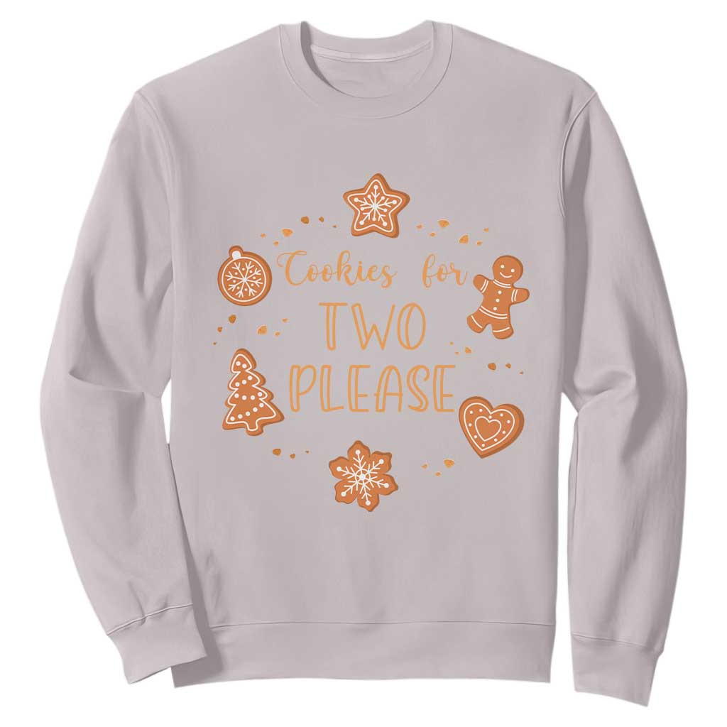 Christmas Pregnant Sweatshirt Cookies For Two Please Pregnancy Announcement TS10 Ice Gray Print Your Wear