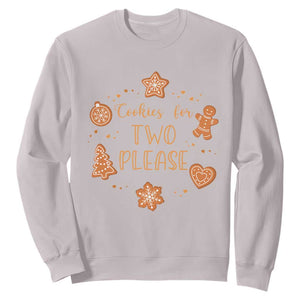 Christmas Pregnant Sweatshirt Cookies For Two Please Pregnancy Announcement TS10 Ice Gray Print Your Wear