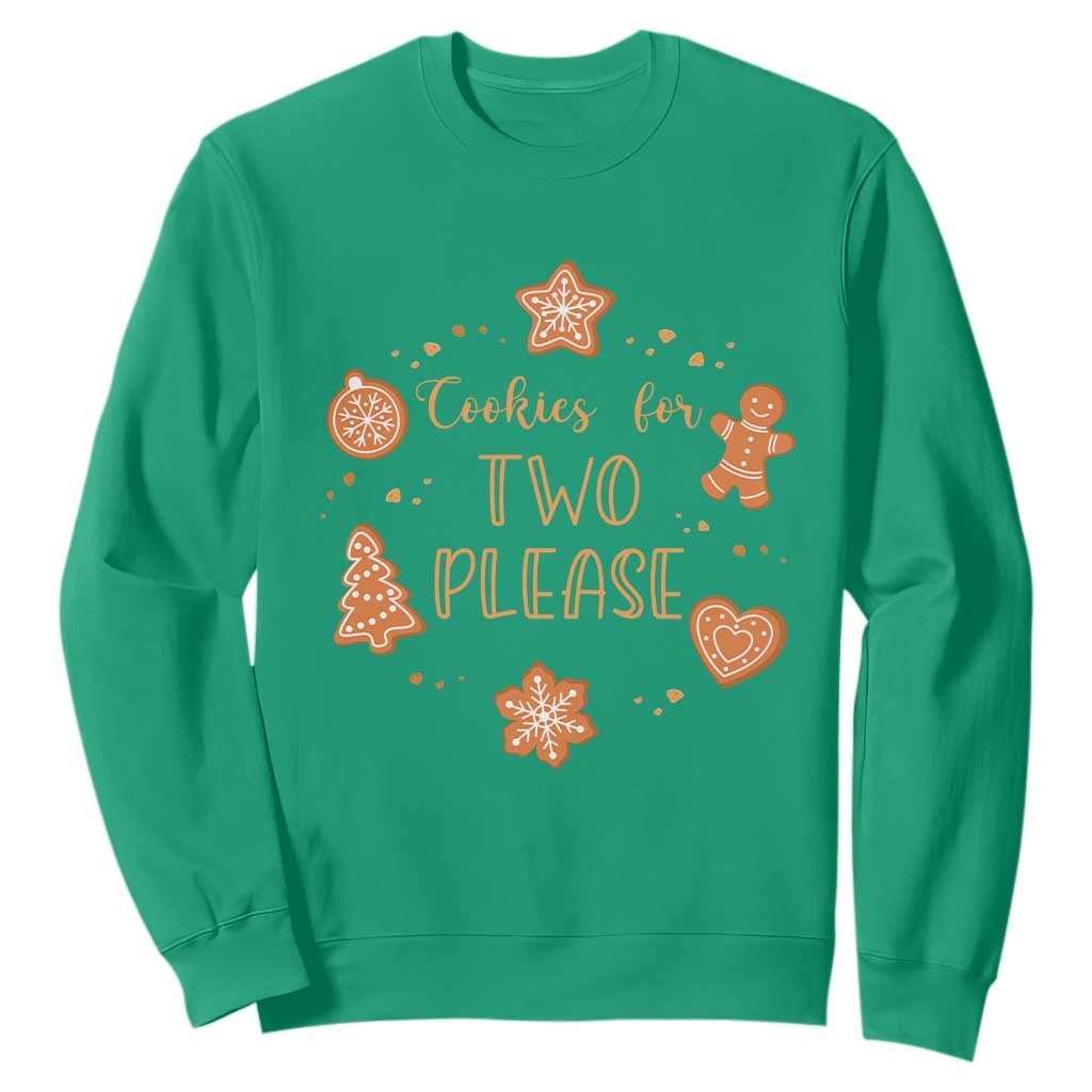 Christmas Pregnant Sweatshirt Cookies For Two Please Pregnancy Announcement TS10 Irish Green Print Your Wear