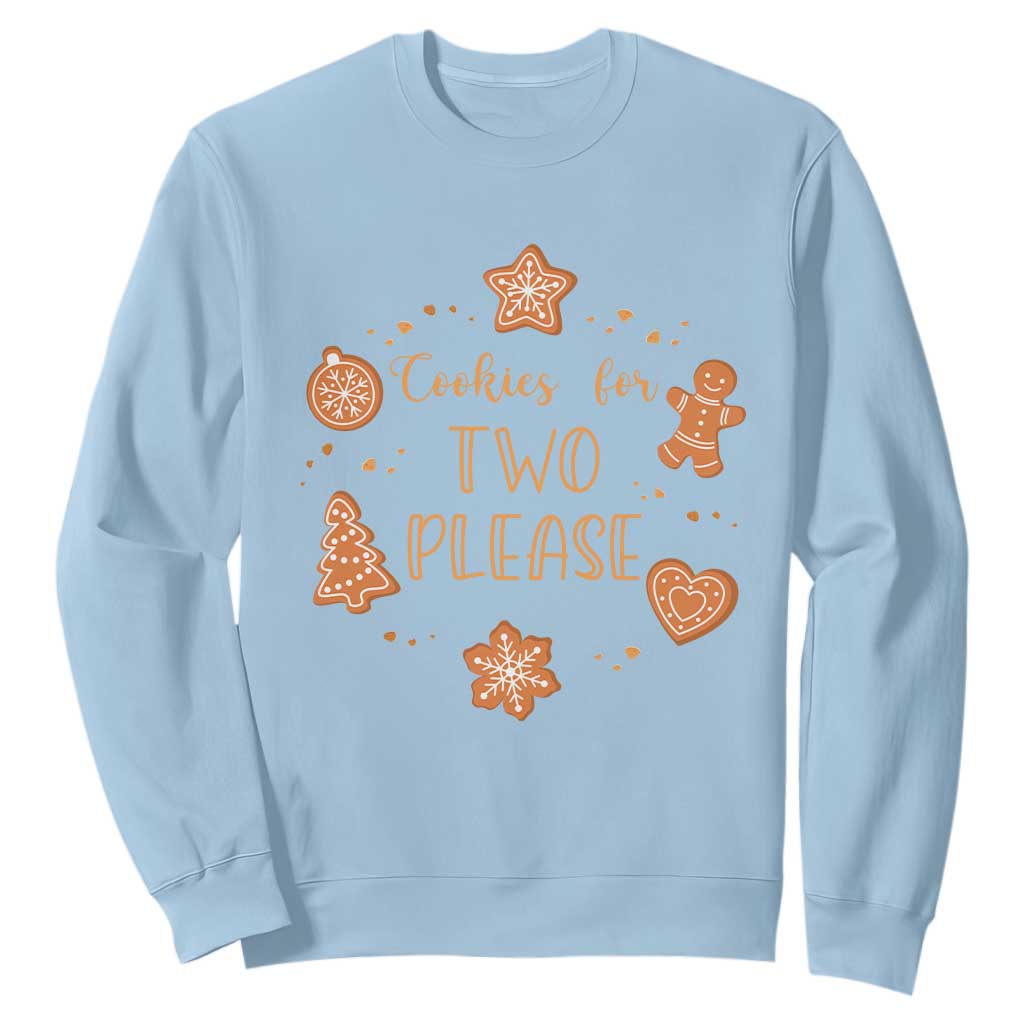 Christmas Pregnant Sweatshirt Cookies For Two Please Pregnancy Announcement TS10 Light Blue Print Your Wear