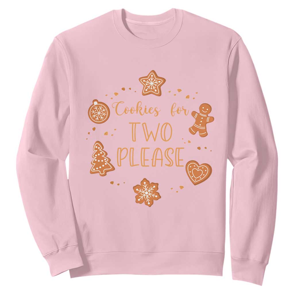 Christmas Pregnant Sweatshirt Cookies For Two Please Pregnancy Announcement TS10 Light Pink Print Your Wear