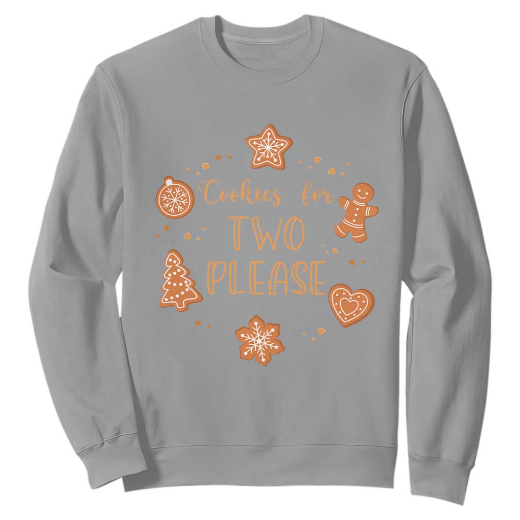 Christmas Pregnant Sweatshirt Cookies For Two Please Pregnancy Announcement TS10 Sport Gray Print Your Wear