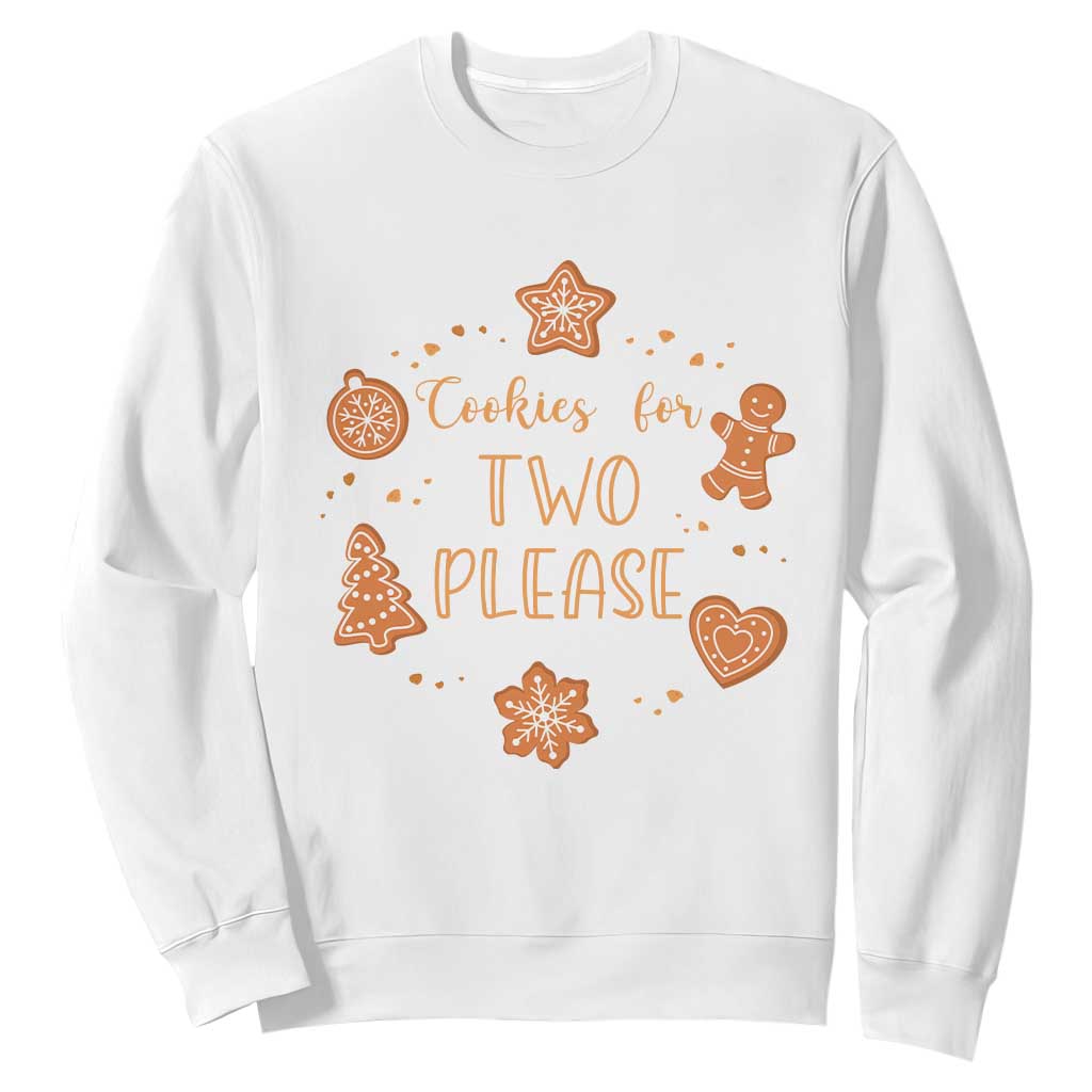 Christmas Pregnant Sweatshirt Cookies For Two Please Pregnancy Announcement TS10 White Print Your Wear