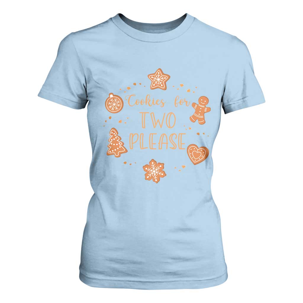Christmas Pregnant T Shirt For Women Cookies For Two Please Pregnancy Announcement TS10 Light Blue Print Your Wear