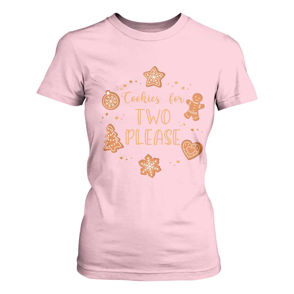 Christmas Pregnant T Shirt For Women Cookies For Two Please Pregnancy Announcement TS10 Light Pink Print Your Wear