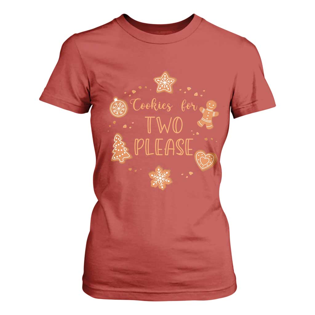 Christmas Pregnant T Shirt For Women Cookies For Two Please Pregnancy Announcement TS10 Red Print Your Wear