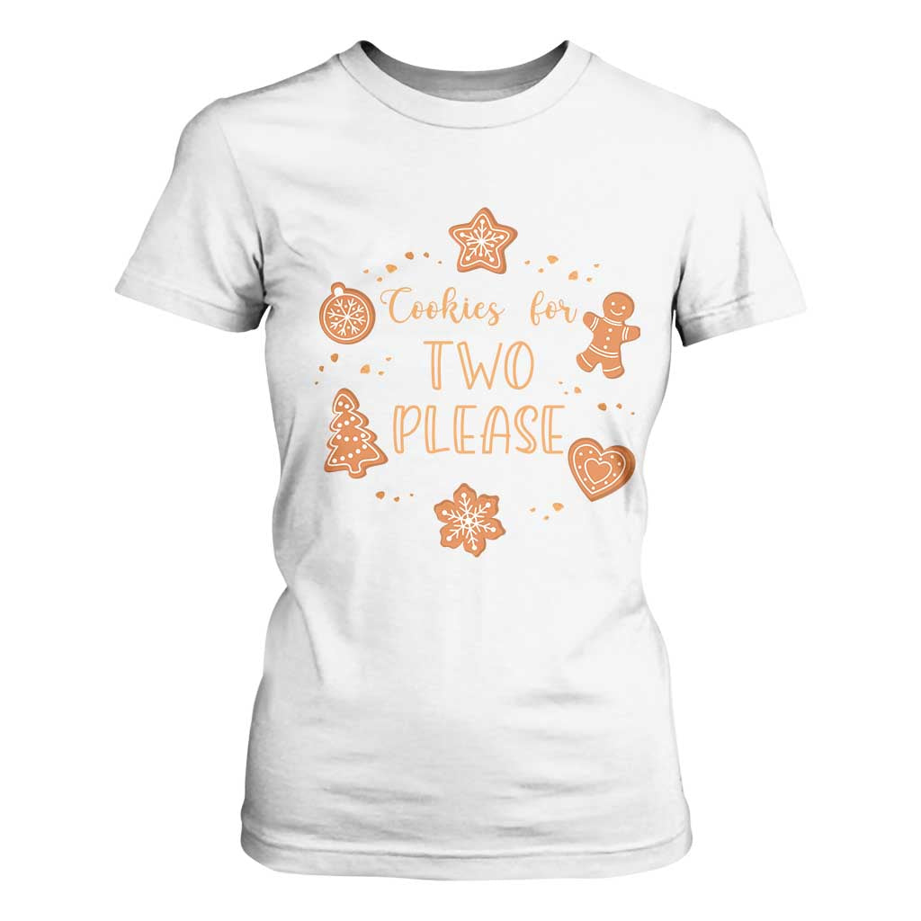 Christmas Pregnant T Shirt For Women Cookies For Two Please Pregnancy Announcement TS10 White Print Your Wear