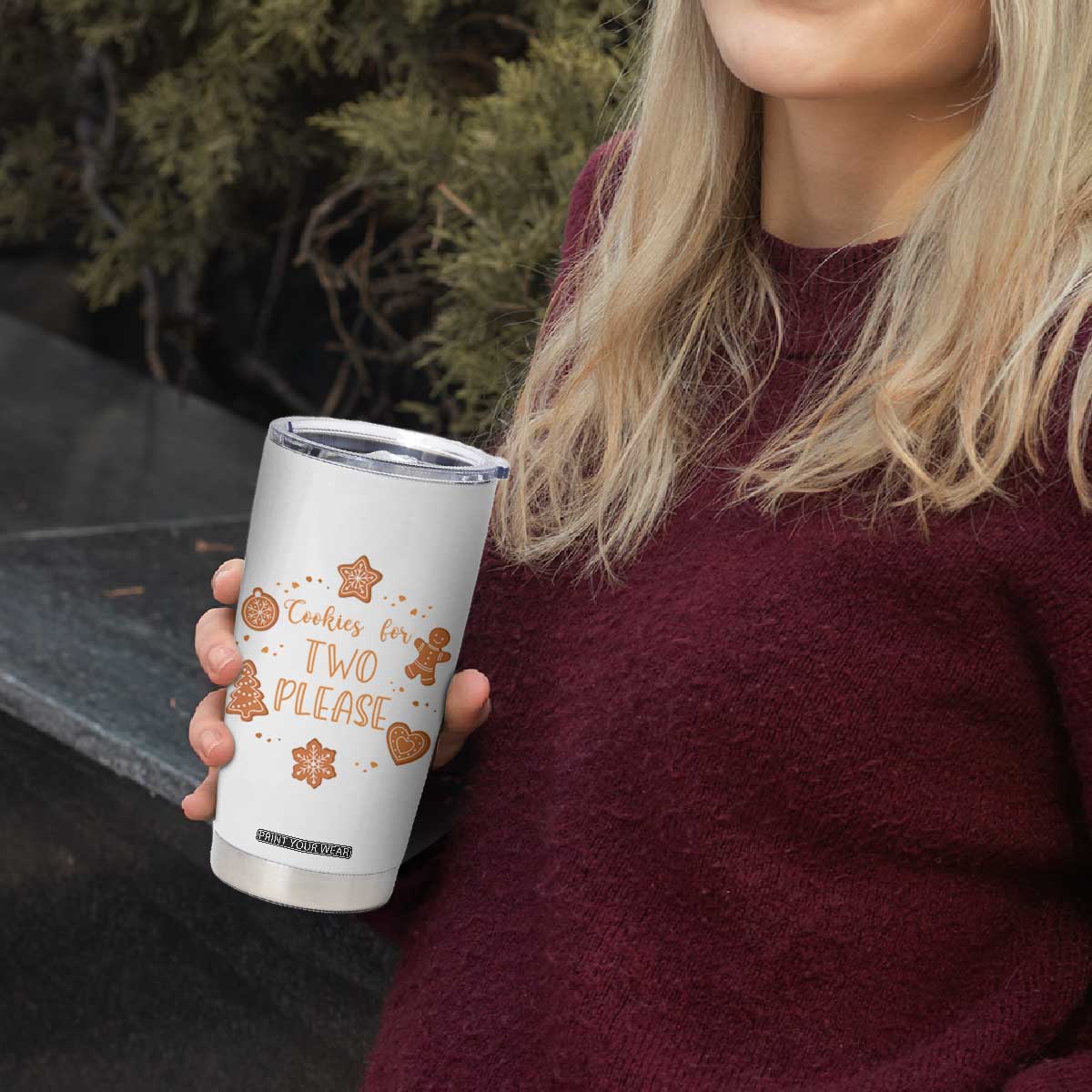 Christmas Pregnant Tumbler Cup Cookies For Two Please Pregnancy Announcement TS10 Print Your Wear