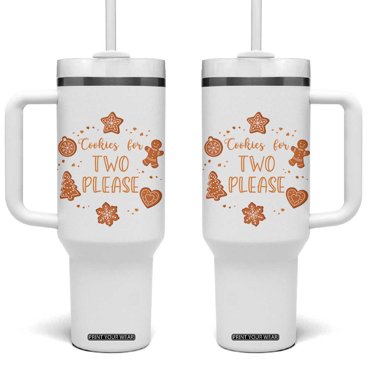 Christmas Pregnant Tumbler With Handle Cookies For Two Please Pregnancy Announcement TS10 One Size: 40 oz White Print Your Wear