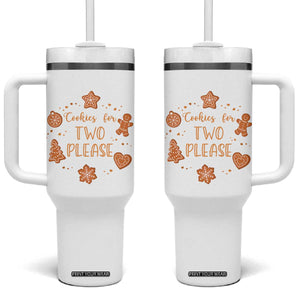 Christmas Pregnant Tumbler With Handle Cookies For Two Please Pregnancy Announcement TS10 One Size: 40 oz White Print Your Wear