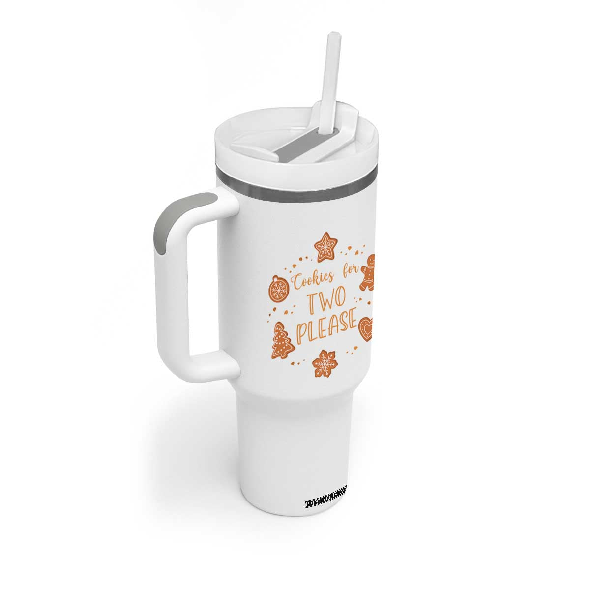 Christmas Pregnant Tumbler With Handle Cookies For Two Please Pregnancy Announcement TS10 Print Your Wear