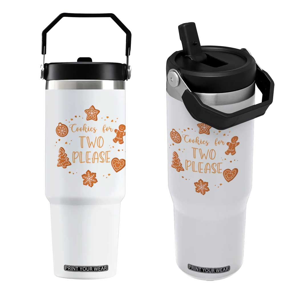 Christmas Pregnant Flip Straw Tumbler Cookies For Two Please Pregnancy Announcement TS10 One Size: 30 oz White Print Your Wear