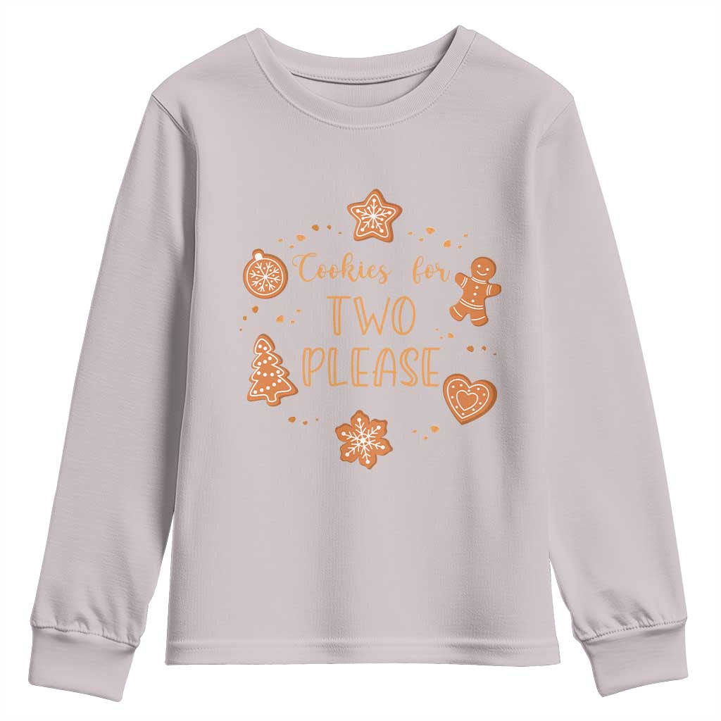 Christmas Pregnant Youth Sweatshirt Cookies For Two Please Pregnancy Announcement TS10 Ice Gray Print Your Wear