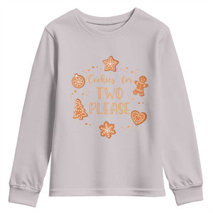 Christmas Pregnant Youth Sweatshirt Cookies For Two Please Pregnancy Announcement TS10 Ice Gray Print Your Wear