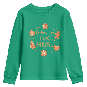 Christmas Pregnant Youth Sweatshirt Cookies For Two Please Pregnancy Announcement TS10 Irish Green Print Your Wear