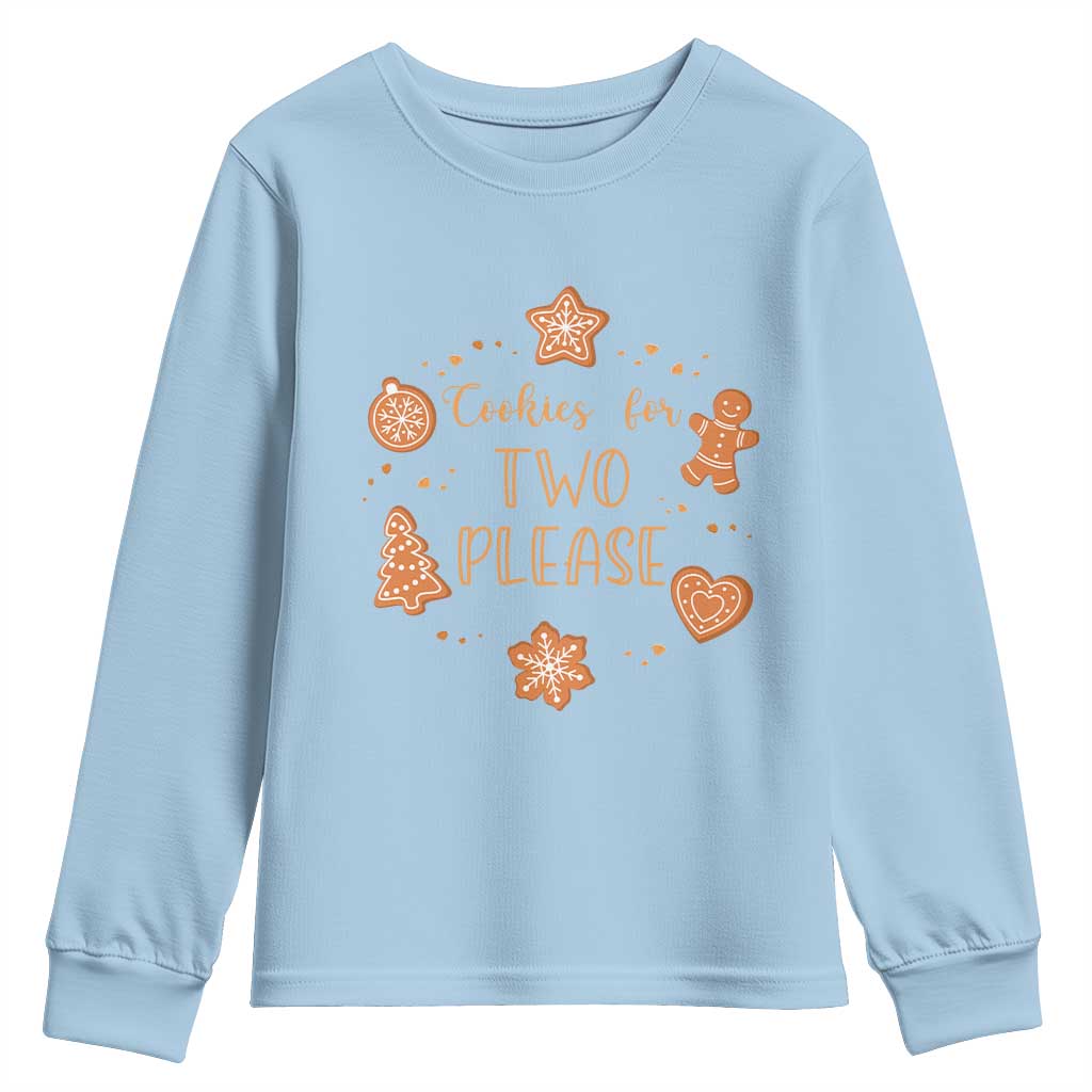 Christmas Pregnant Youth Sweatshirt Cookies For Two Please Pregnancy Announcement TS10 Light Blue Print Your Wear