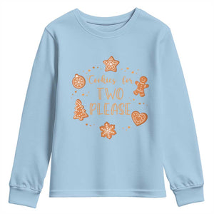 Christmas Pregnant Youth Sweatshirt Cookies For Two Please Pregnancy Announcement TS10 Light Blue Print Your Wear