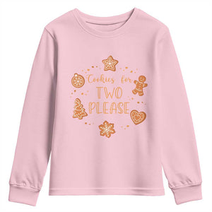 Christmas Pregnant Youth Sweatshirt Cookies For Two Please Pregnancy Announcement TS10 Light Pink Print Your Wear