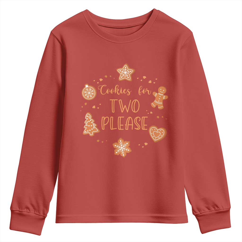 Christmas Pregnant Youth Sweatshirt Cookies For Two Please Pregnancy Announcement TS10 Red Print Your Wear