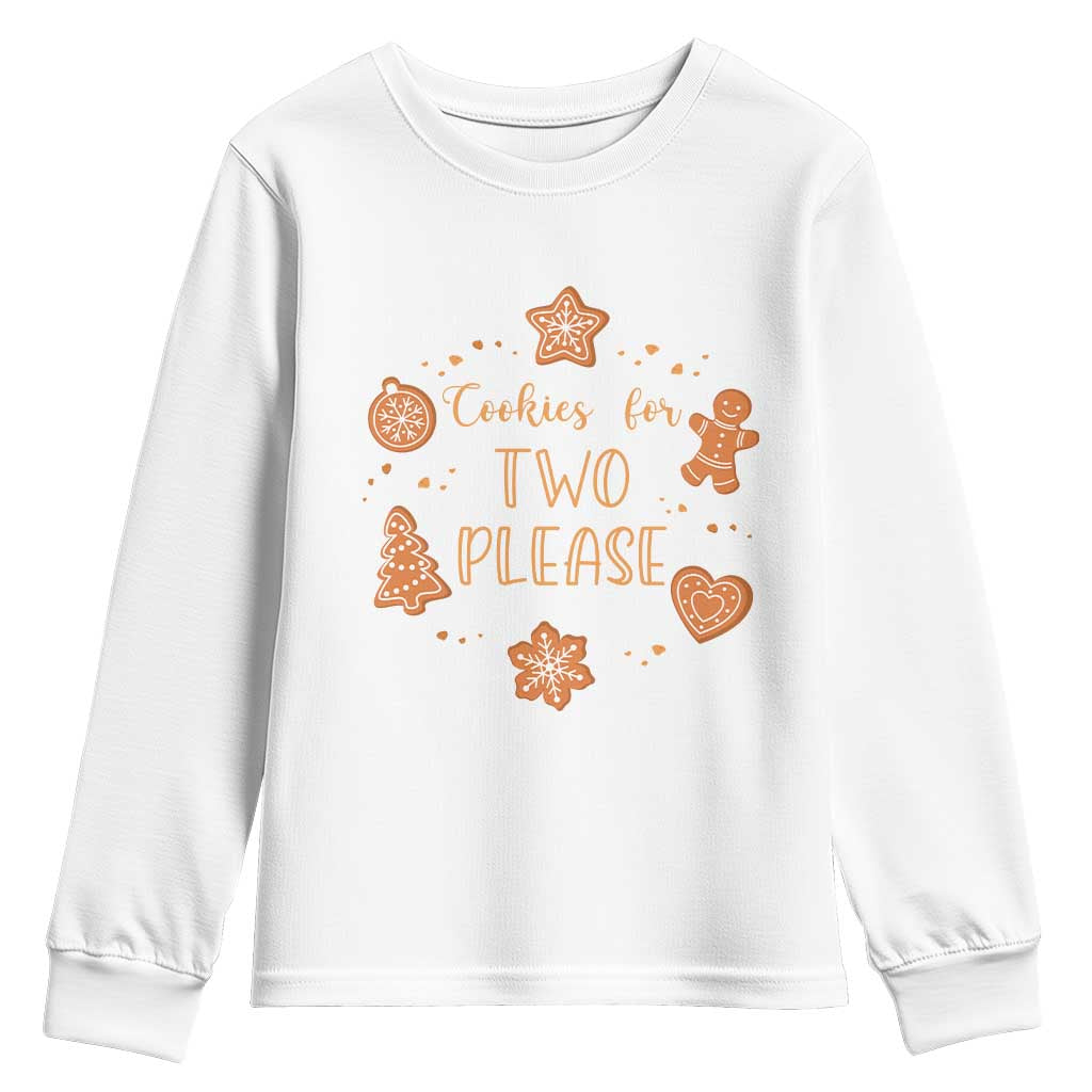 Christmas Pregnant Youth Sweatshirt Cookies For Two Please Pregnancy Announcement TS10 White Print Your Wear
