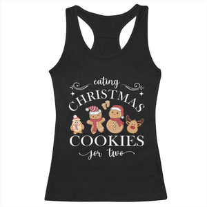 Christmas Pregnancy Announcement Racerback Tank Top Eating Xmas Cookies For Two Maternity Gift TS10 Black Print Your Wear