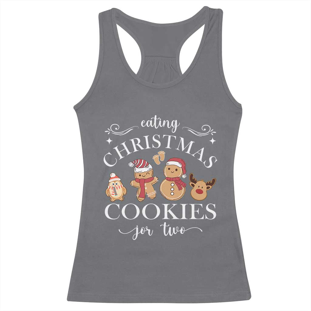 Christmas Pregnancy Announcement Racerback Tank Top Eating Xmas Cookies For Two Maternity Gift TS10 Charcoal Print Your Wear