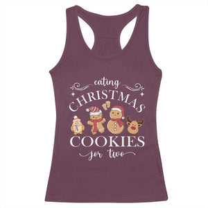 Christmas Pregnancy Announcement Racerback Tank Top Eating Xmas Cookies For Two Maternity Gift TS10 Maroon Print Your Wear