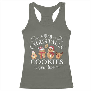 Christmas Pregnancy Announcement Racerback Tank Top Eating Xmas Cookies For Two Maternity Gift TS10 Military Green Print Your Wear