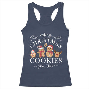 Christmas Pregnancy Announcement Racerback Tank Top Eating Xmas Cookies For Two Maternity Gift TS10 Navy Print Your Wear