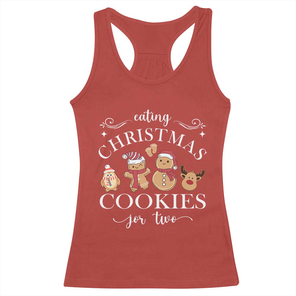 Christmas Pregnancy Announcement Racerback Tank Top Eating Xmas Cookies For Two Maternity Gift TS10 Red Print Your Wear