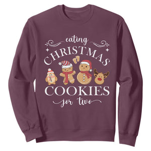 Christmas Pregnancy Announcement Sweatshirt Eating Xmas Cookies For Two Maternity Gift TS10 Maroon Print Your Wear