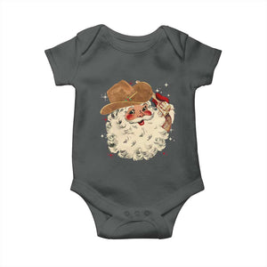 Christmas Cowboy Baby Onesie Santa Claus Merry Xmas Vintage 90s Western Country TS10 Dark Heather Print Your Wear