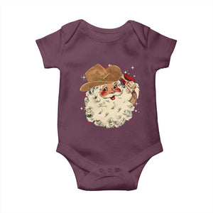 Christmas Cowboy Baby Onesie Santa Claus Merry Xmas Vintage 90s Western Country TS10 Maroon Print Your Wear