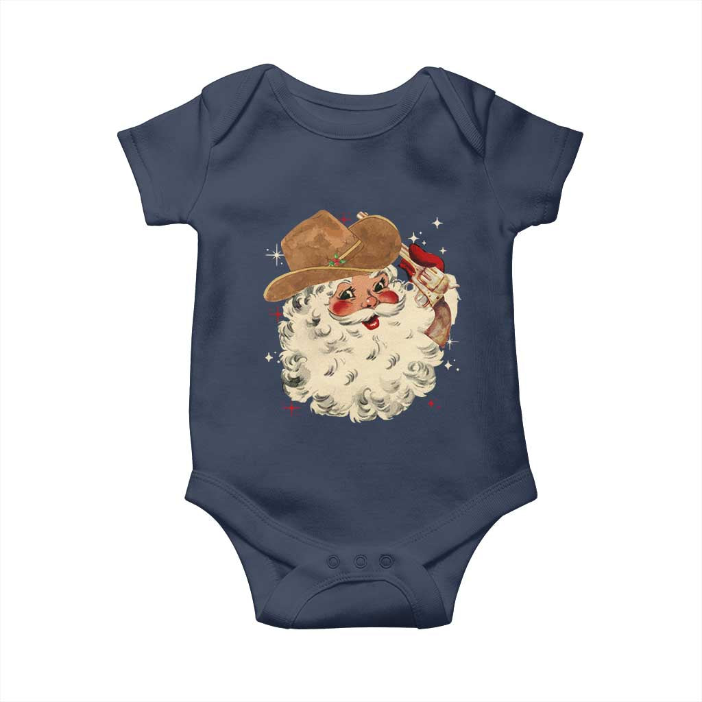 Christmas Cowboy Baby Onesie Santa Claus Merry Xmas Vintage 90s Western Country TS10 Navy Print Your Wear