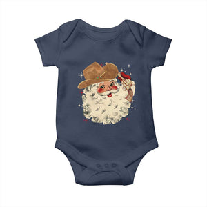 Christmas Cowboy Baby Onesie Santa Claus Merry Xmas Vintage 90s Western Country TS10 Navy Print Your Wear