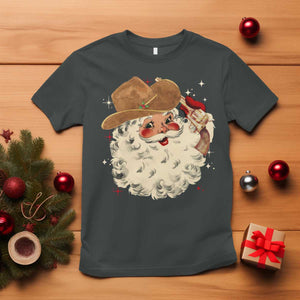 Christmas Cowboy T Shirt Santa Claus Merry Xmas Vintage 90s Western Country TS10 Dark Heather Print Your Wear
