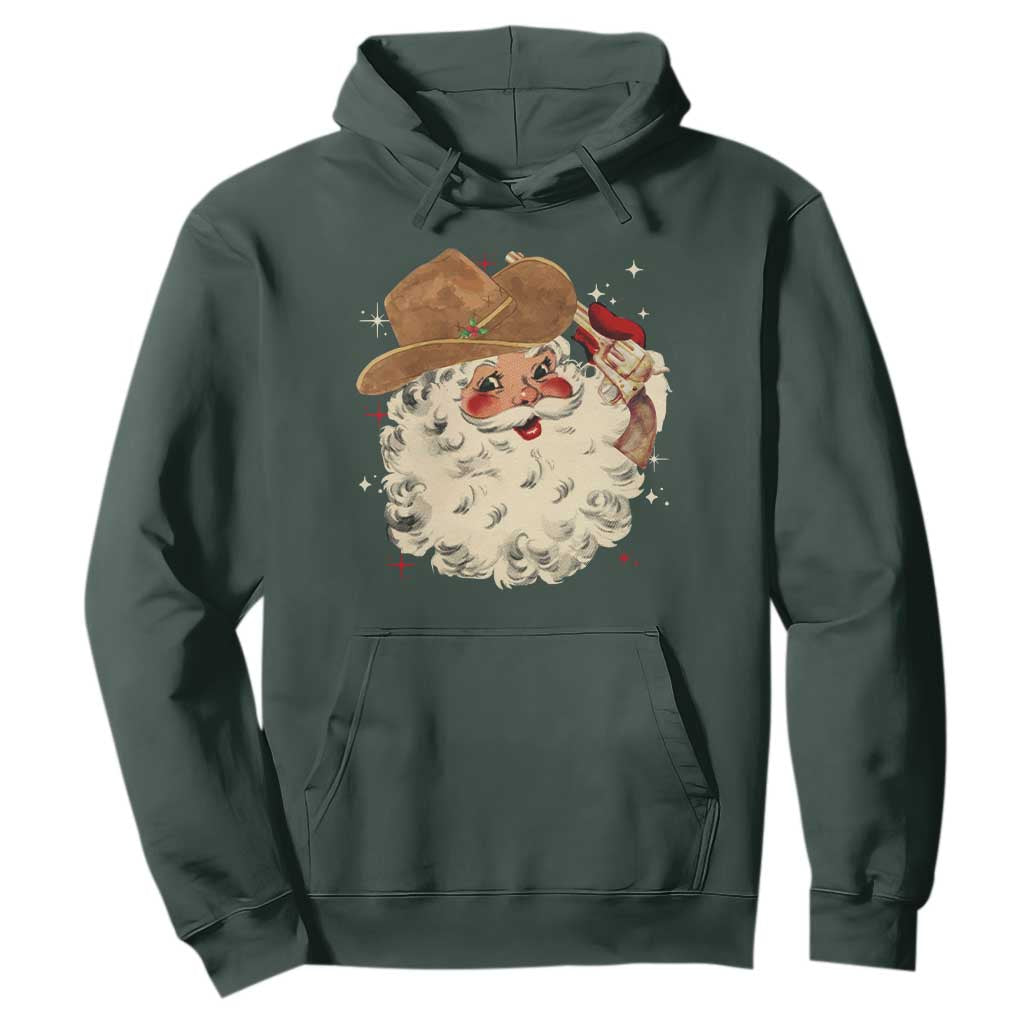 Christmas Cowboy Hoodie Santa Claus Merry Xmas Vintage 90s Western Country TS10 Dark Forest Green Print Your Wear
