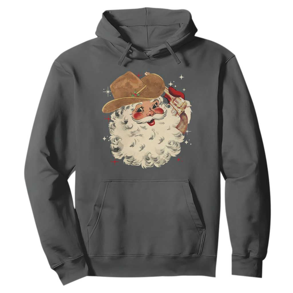 Christmas Cowboy Hoodie Santa Claus Merry Xmas Vintage 90s Western Country TS10 Dark Heather Print Your Wear