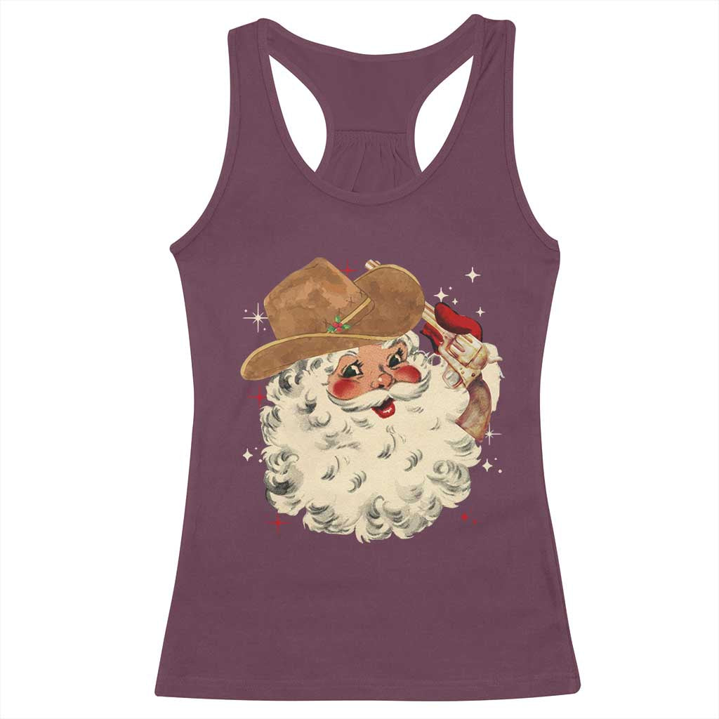 Christmas Cowboy Racerback Tank Top Santa Claus Merry Xmas Vintage 90s Western Country TS10 Maroon Print Your Wear