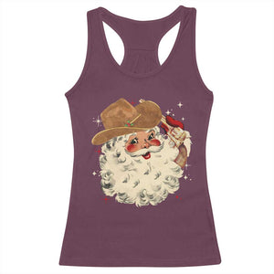 Christmas Cowboy Racerback Tank Top Santa Claus Merry Xmas Vintage 90s Western Country TS10 Maroon Print Your Wear