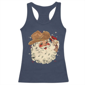 Christmas Cowboy Racerback Tank Top Santa Claus Merry Xmas Vintage 90s Western Country TS10 Navy Print Your Wear
