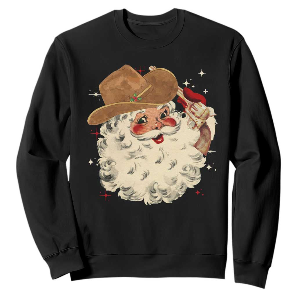 Christmas Cowboy Sweatshirt Santa Claus Merry Xmas Vintage 90s Western Country TS10 Black Print Your Wear