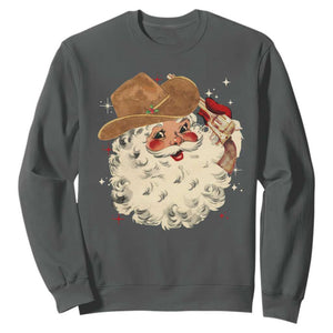 Christmas Cowboy Sweatshirt Santa Claus Merry Xmas Vintage 90s Western Country TS10 Dark Heather Print Your Wear