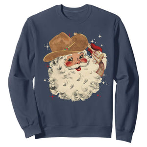 Christmas Cowboy Sweatshirt Santa Claus Merry Xmas Vintage 90s Western Country TS10 Navy Print Your Wear