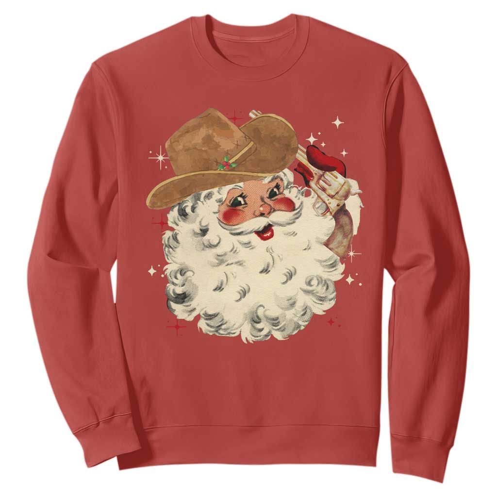 Christmas Cowboy Sweatshirt Santa Claus Merry Xmas Vintage 90s Western Country TS10 Red Print Your Wear